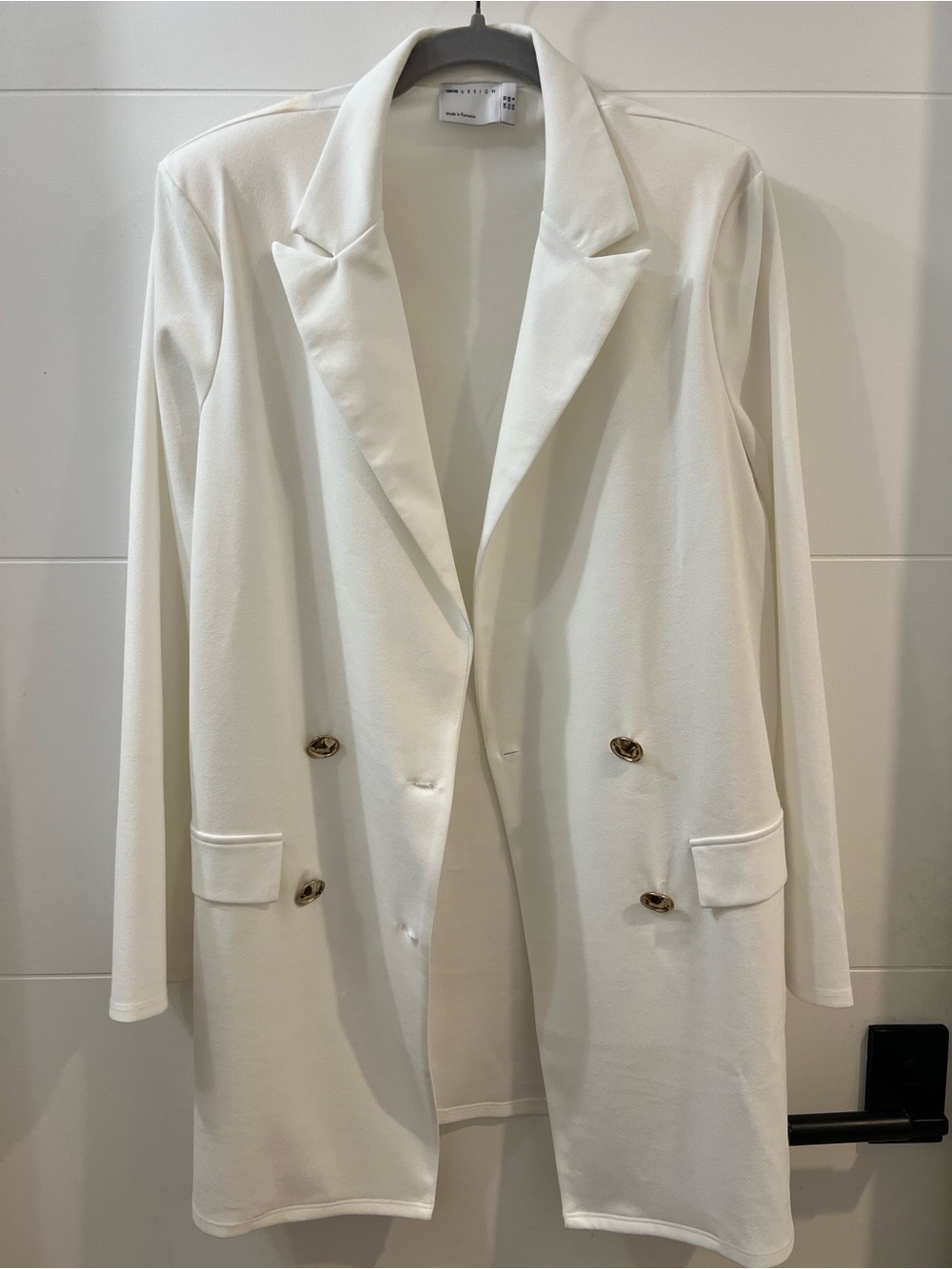 ASOS White Double-Breasted Long Blazer